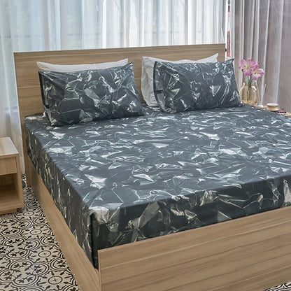 Wrinkle Metal Print Bed Sheet & Pillowcase Set