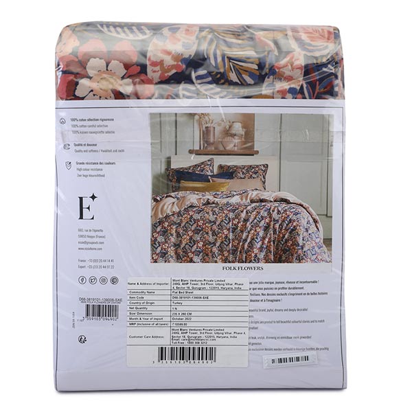 Folk Flowers Flat Bed Sheet