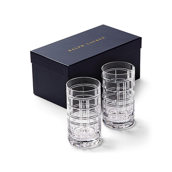 Hudson Plaid Highball Set