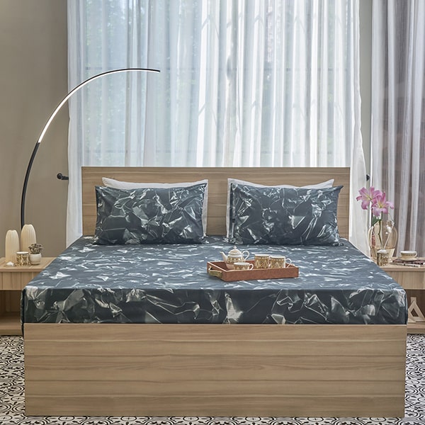 Wrinkle Metal Print Bed Sheet & Pillowcase Set