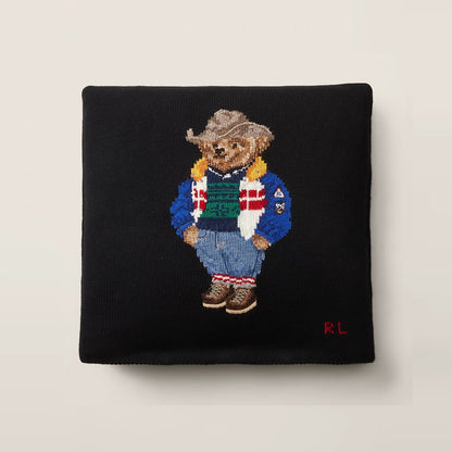 Ski Polo Bear Throw Pillow