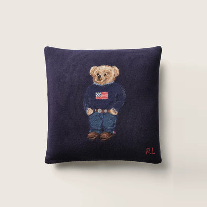 Polo Bear Wool Throw Pillow